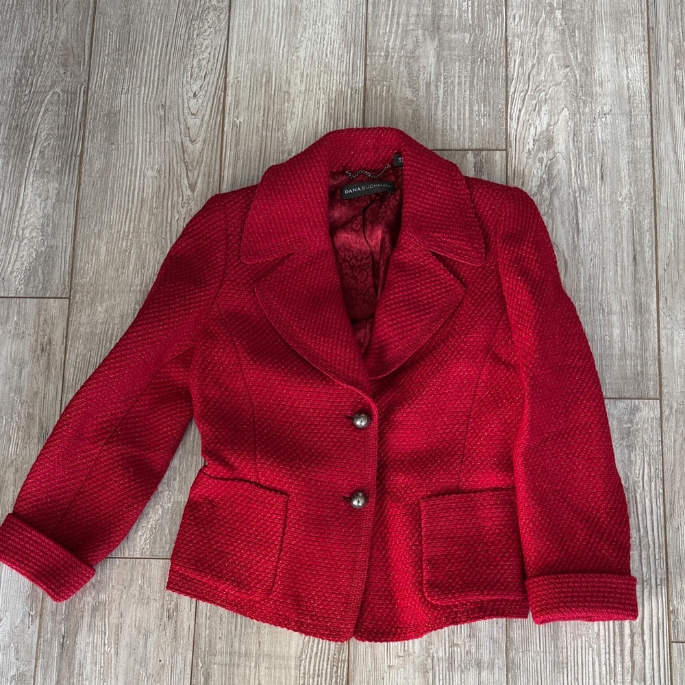 Dana Buchman Red Textured Blazer